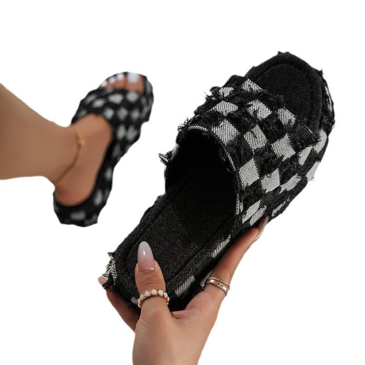 Damen trendige Clogs im modernen Karomuster Drune