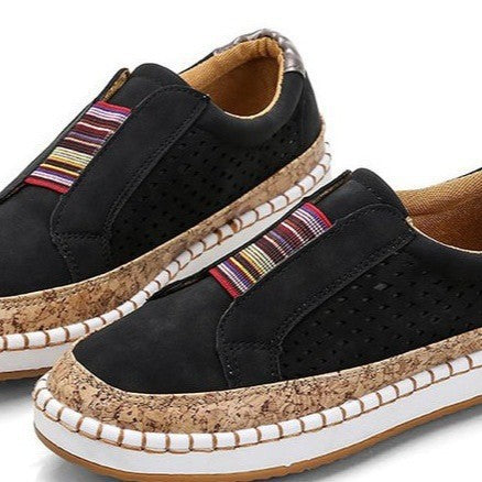 Damen Komfort-Slip-On-Sneaker aus Veloursleder mit elastischem Mehrstreifen-Dehnband und geflochtenem Espadrille-Detail Drune
