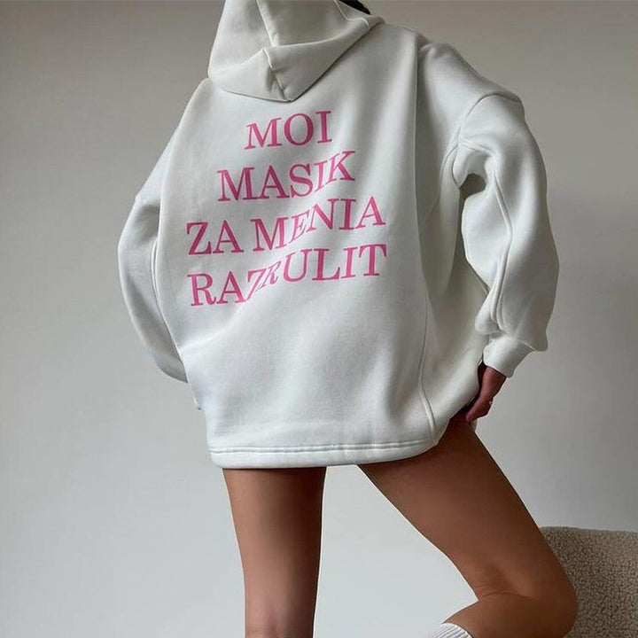 Damen Urbaner Kapuzenpullover mit verspieltem Schriftzug Drune
