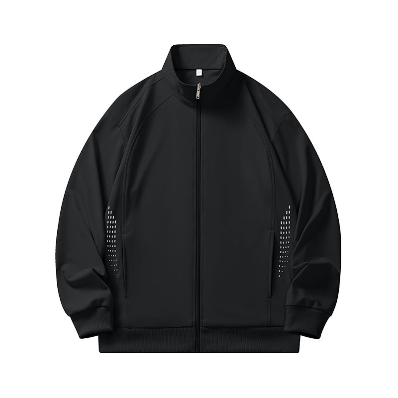 Herren leichte winddichte Zip-Trainingsjacke mit Stehkragen, Raglanärmeln und seitlichen Reflektorpunkten Drune