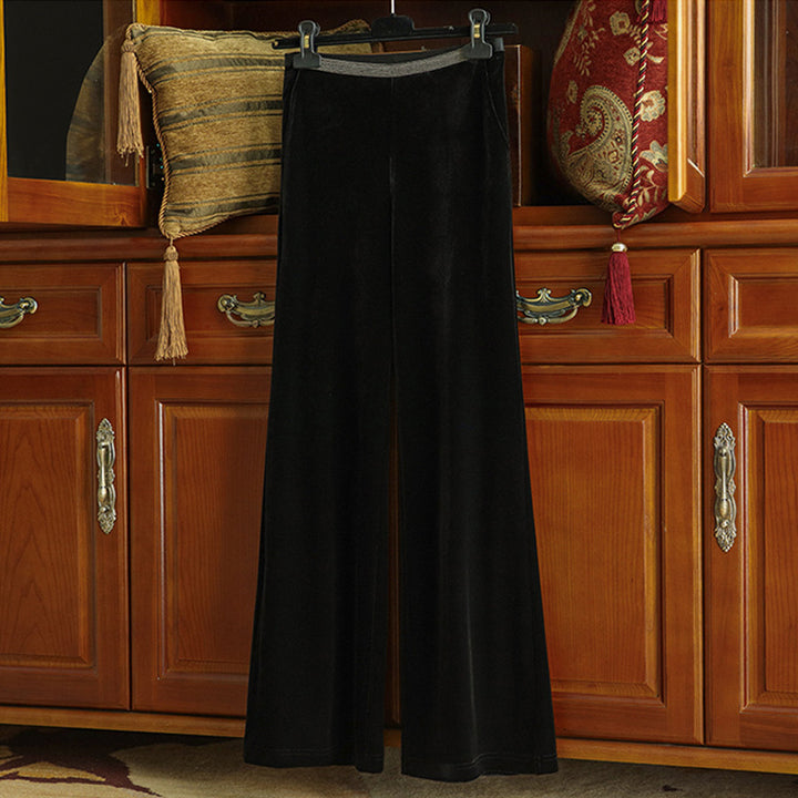 Damen Elegante und fließende Velours-Hose Drune
