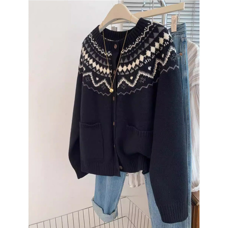 Damen Strickjacke mit traditionellem Muster Drune