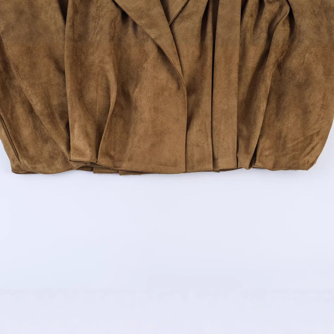 Damen Oversized Wasserfalljacke im Veloursleder-Look Drune