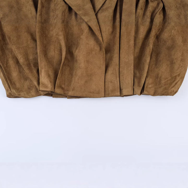 Damen Oversized Wasserfalljacke im Veloursleder-Look Drune