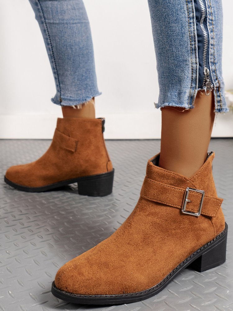 Damen Stiefeletten mit modischem Schnallen-Detail und komfortablem Blockabsatz Drune