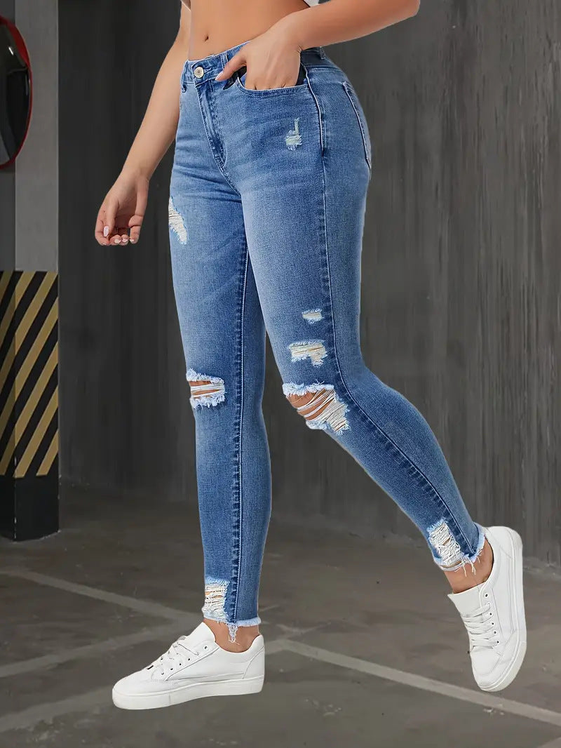 Drune | Ripped Raw Edge Skinny Jeans