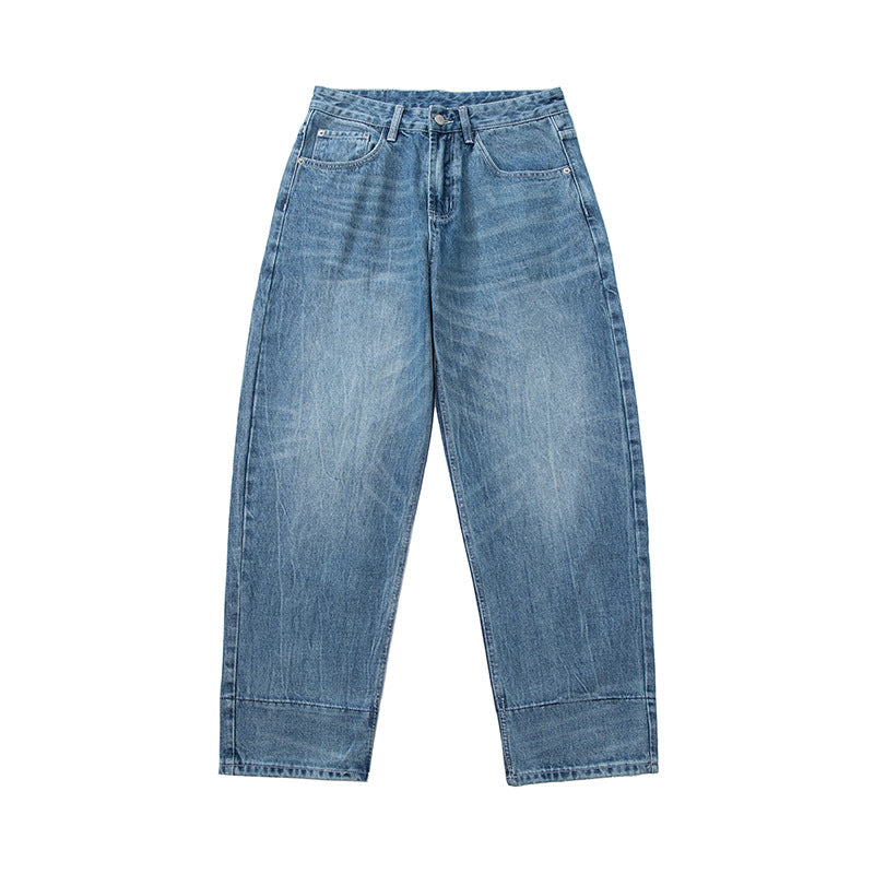 Damen High‑Waist Relaxed‑Fit Jeans mit weitem Bein, umgeschlagenem Saum und karierter Innenfutter Drune