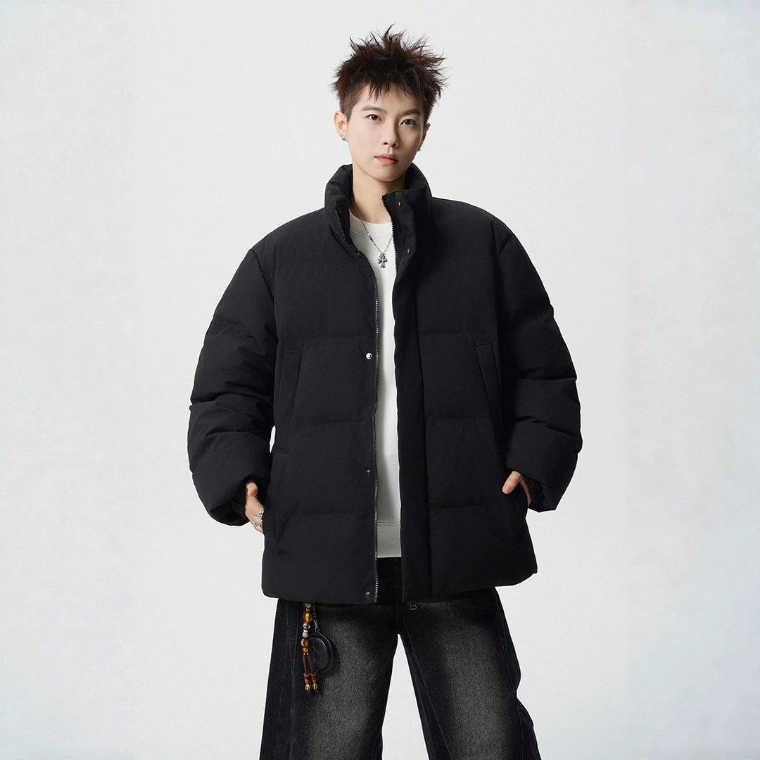 Herren Kurz geschnittene Oversize Steppjacke mit hohem Kragen Drune