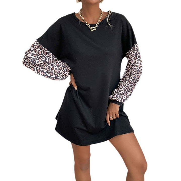 Damen Oversized Sweaterkleid mit Leo-Ärmeln und Rundhalsausschnitt Drune