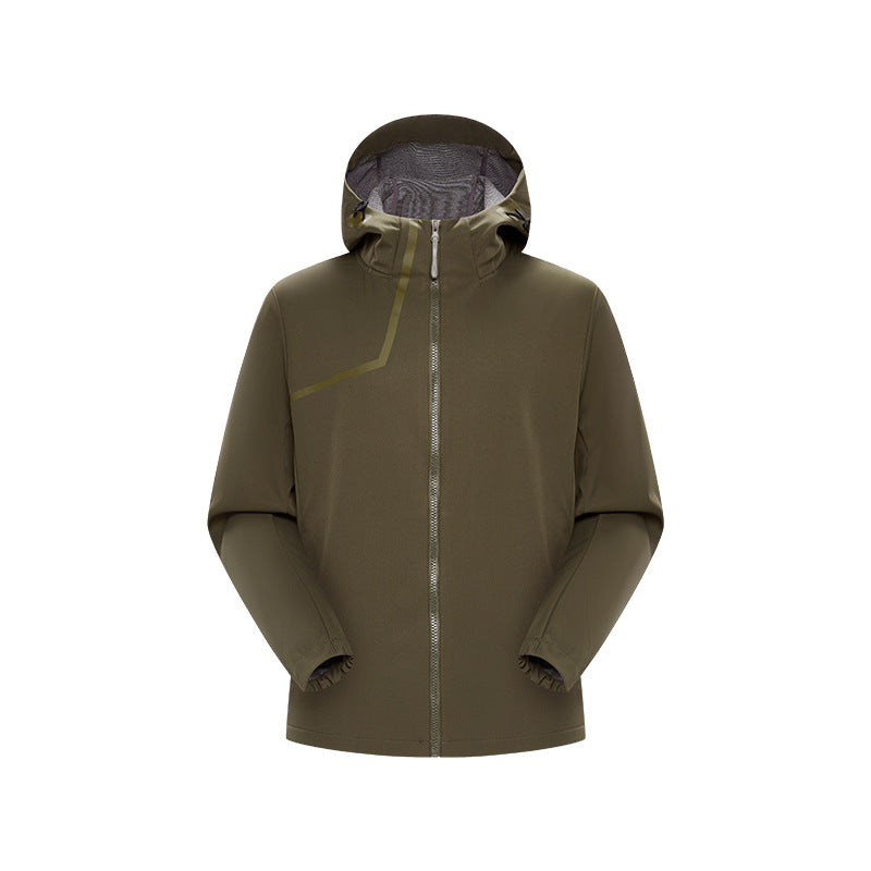 Herren Technische Softshelljacke mit verstellbarer Kapuze und winddichter Membran Drune