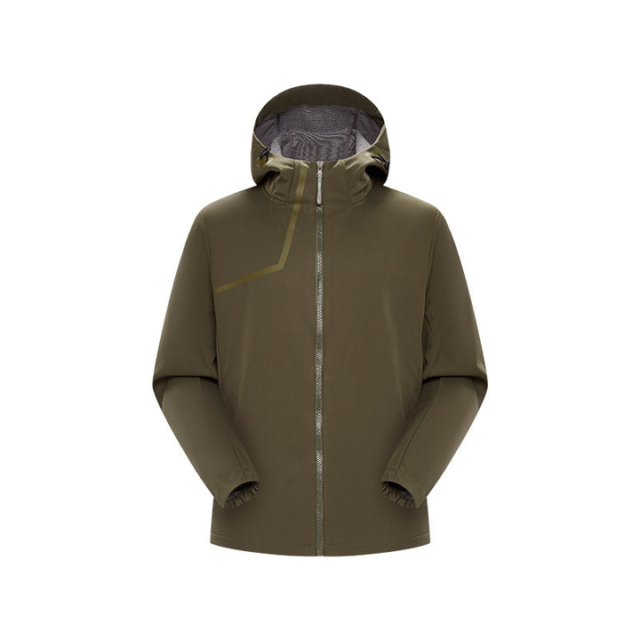 Herren Technische Softshelljacke mit verstellbarer Kapuze und winddichter Membran Drune