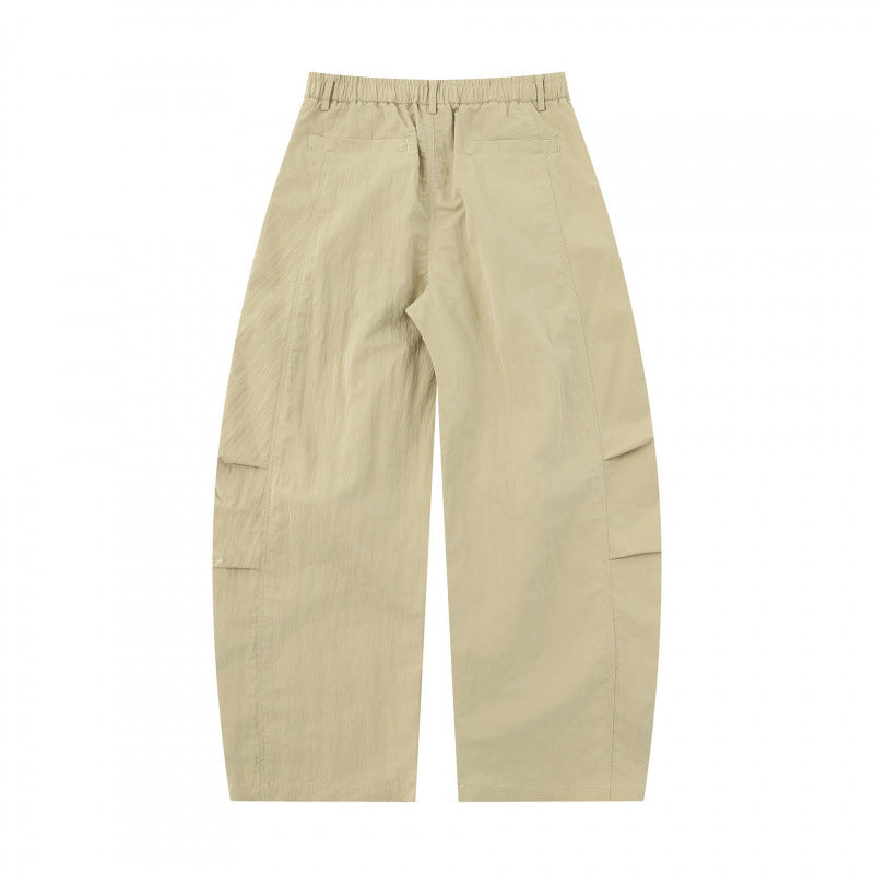 Damen Weite Ballonhose aus Baumwollmischung mit hohem Bund und elastischem Rückengummi Drune