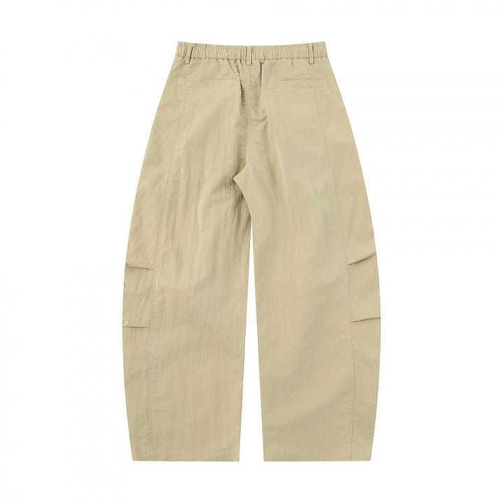 Damen Weite Ballonhose aus Baumwollmischung mit hohem Bund und elastischem Rückengummi Drune