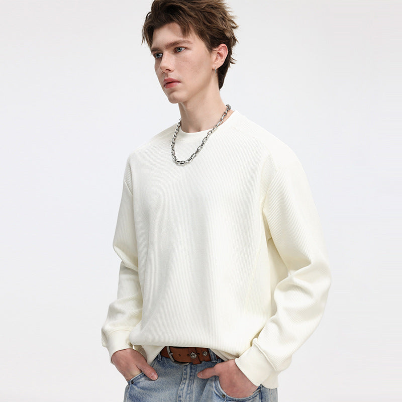Herren Gerippter Struktur-Sweatshirtpullover mit Drop-Shoulder und relaxed Fit Drune