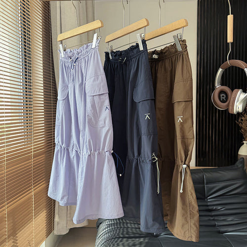 Damen modischer Cargo-Rock mit verstellbarem Bund und seitlichen Taschen Drune