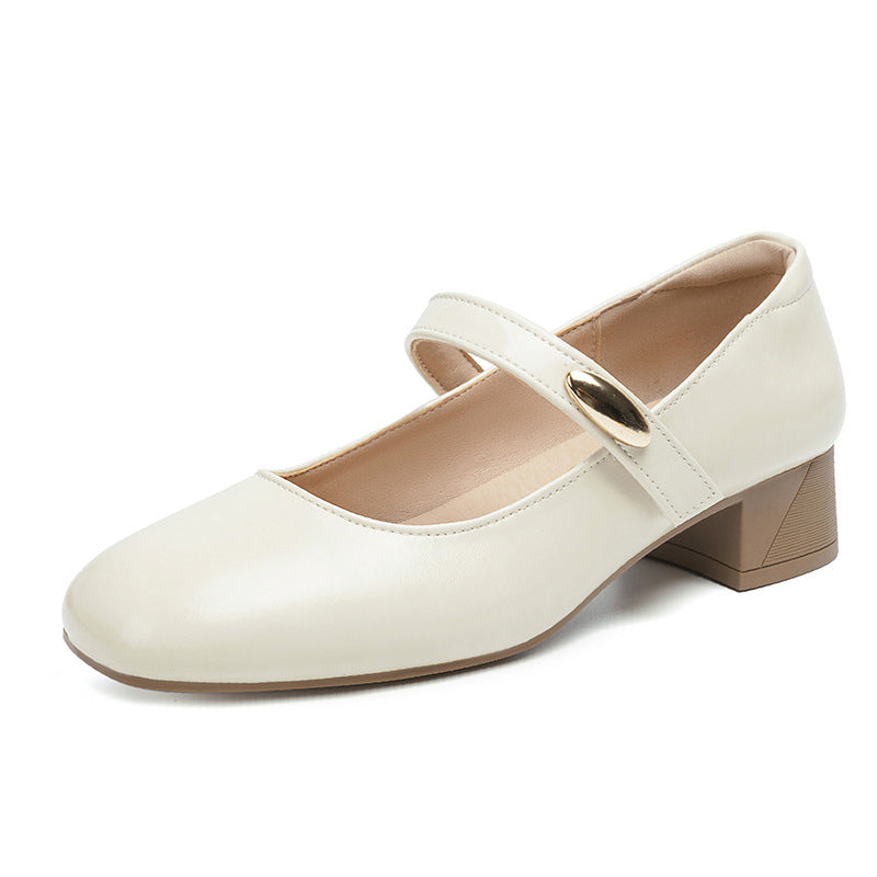 Damen Mary Jane Blockabsatzschuhe mit modischer Schnalle Drune