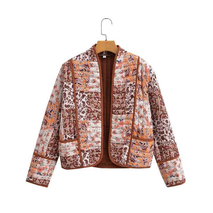 Damen Gepolsterte Steppjacke mit floralen Akzenten Drune