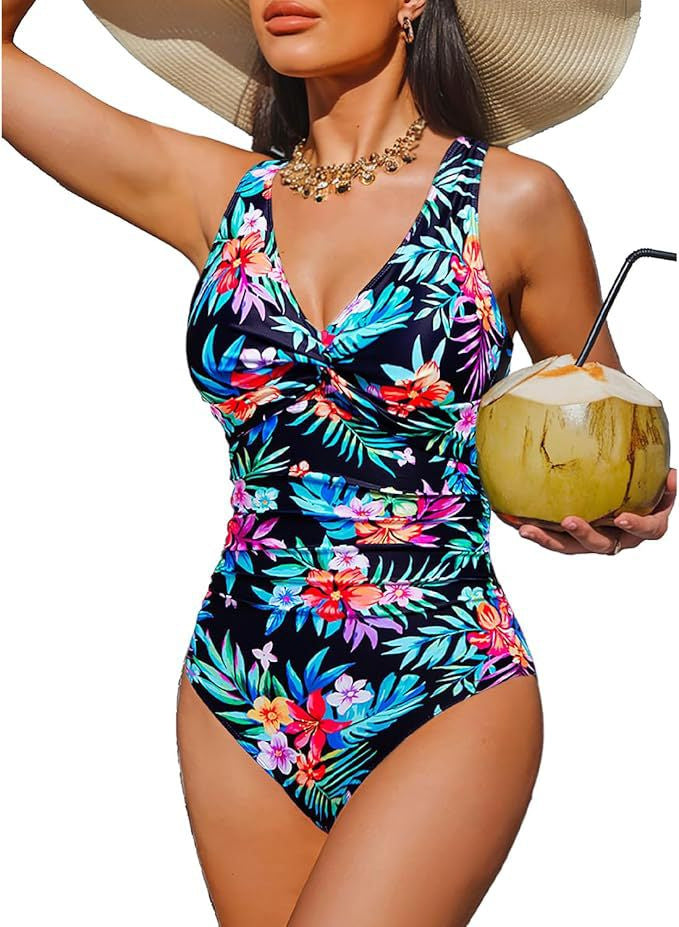 Damen Eleganter Einteiler Badeanzug mit modischem Twist Drune