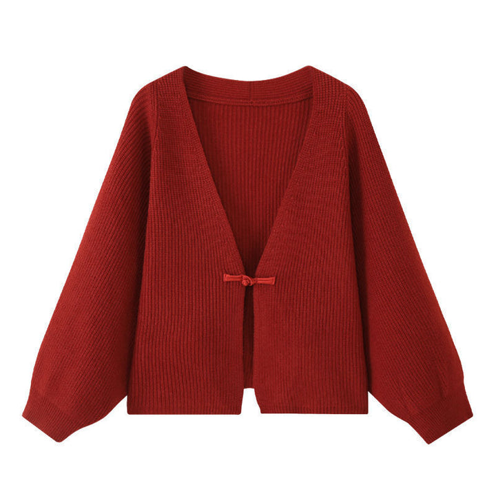Damen gemütliche Strickjacke mit breiten Ärmeln Drune