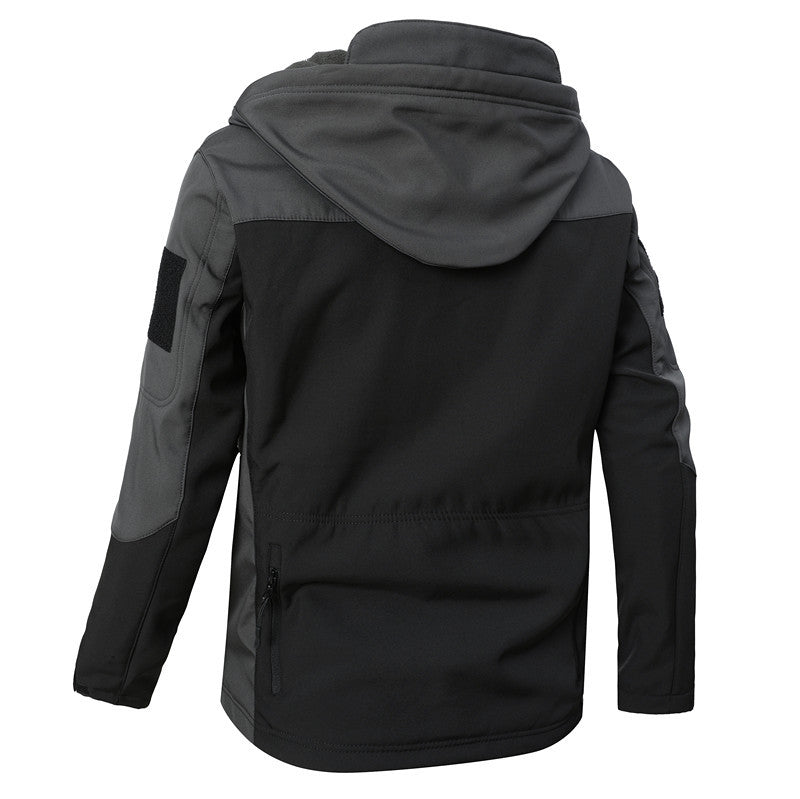 Herren winddichte Softshelljacke mit Kapuze und wasserabweisender Membran Drune