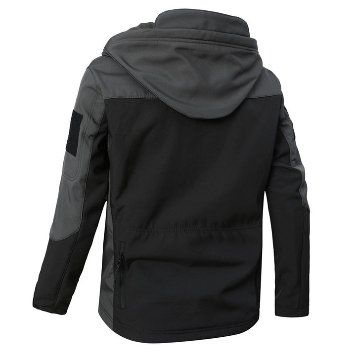 Herren winddichte Softshelljacke mit Kapuze und wasserabweisender Membran Drune
