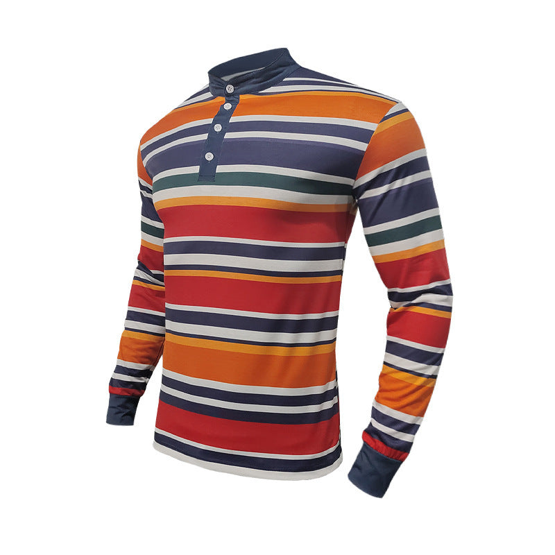 Herren Langarm-Henley-Shirt mit modischem Streifenmuster und hochwertiger Baumwollqualität Drune