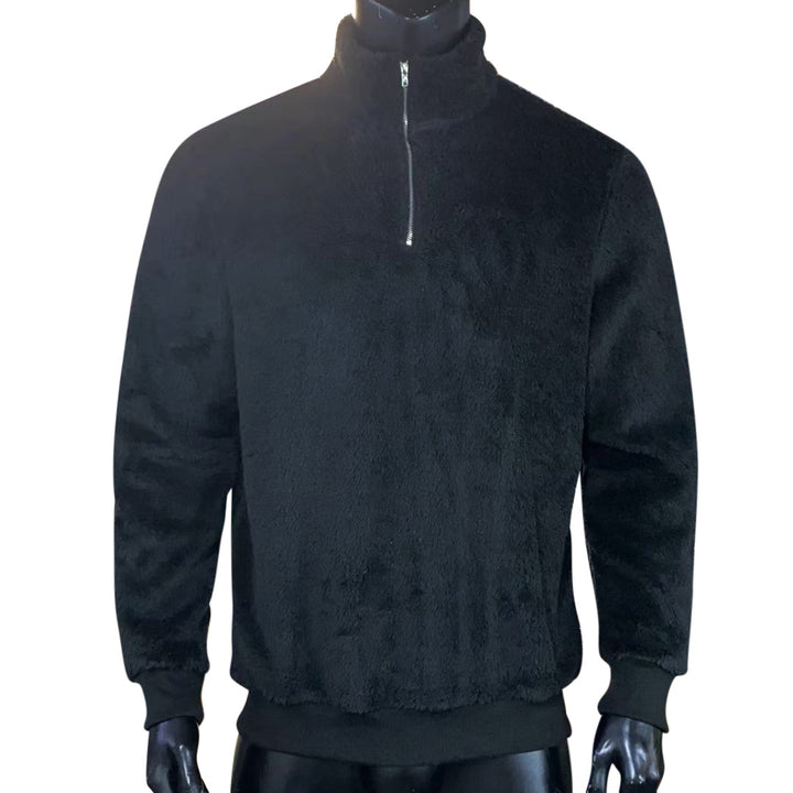 Herren Sherpa-Fleece-Pullover mit Stehkragen und kurzem Reißverschluss Drune