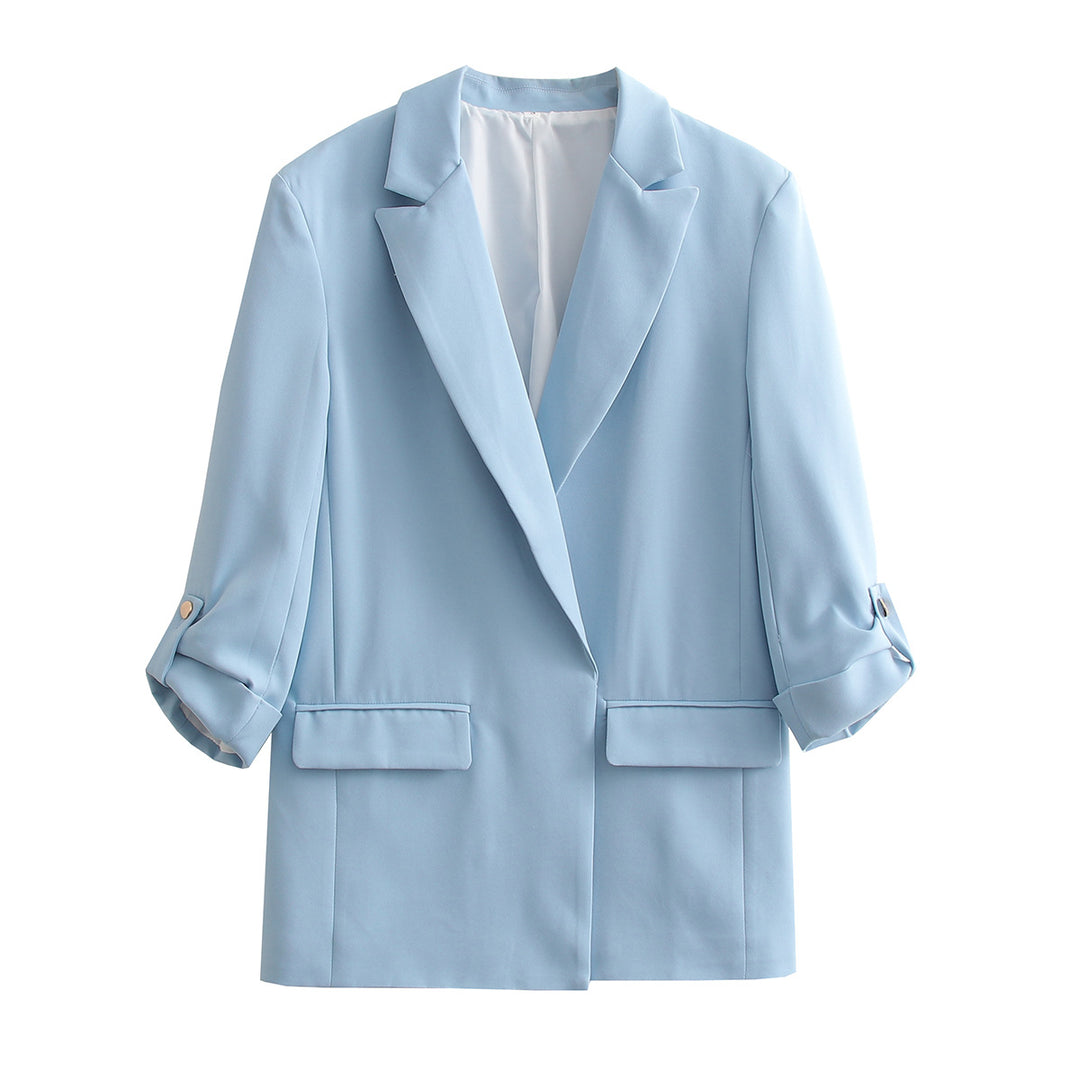 Damen Oversize Longline Blazer mit Dreiviertel-Ärmeln und Reverskragen Drune