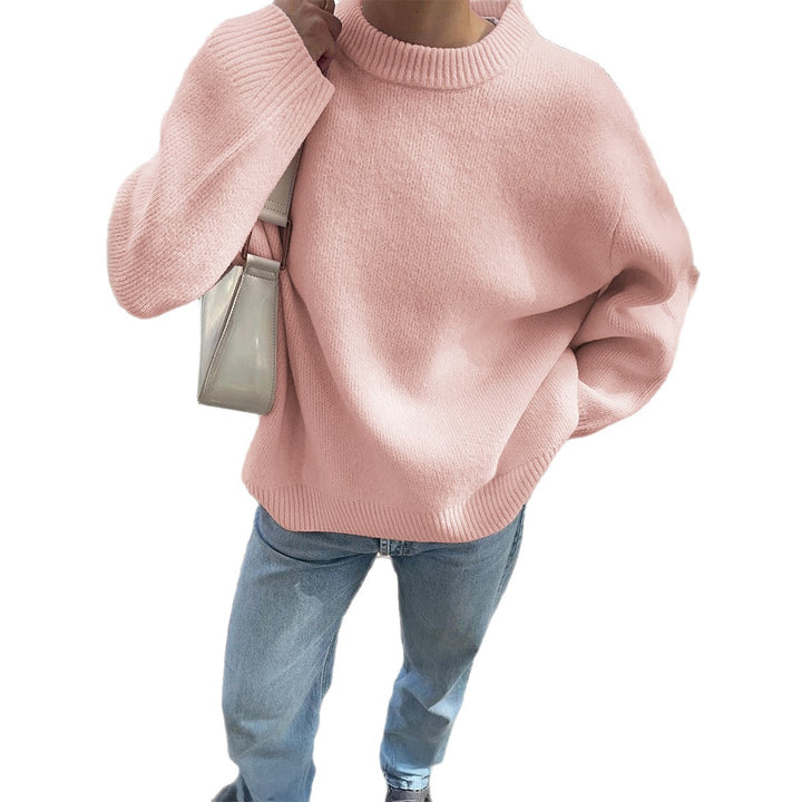 Damen nan Oversize-Feinstrickpullover mit Stehkragen, verlängerter Rückenpartie und Ballonärmeln Drune