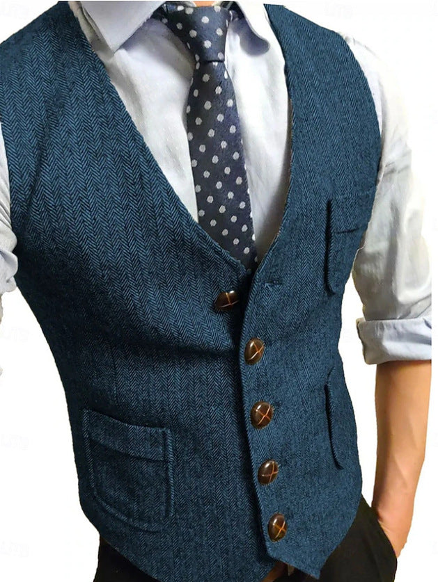 Herren Eleganter Weste aus Herringbone-Stoff Drune