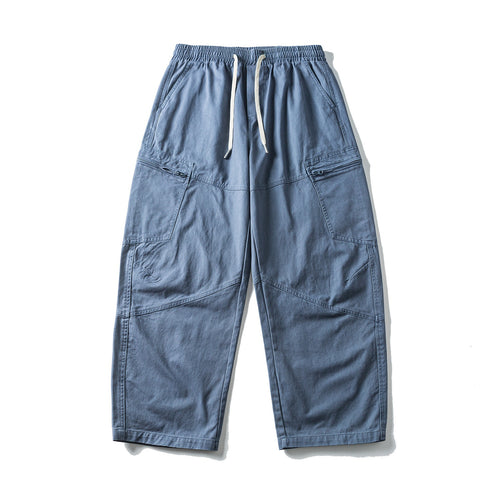 Herren Cropped Cargo-Hose mit elastischem Bund, Tunnelzug und Reißverschlusstaschen Drune