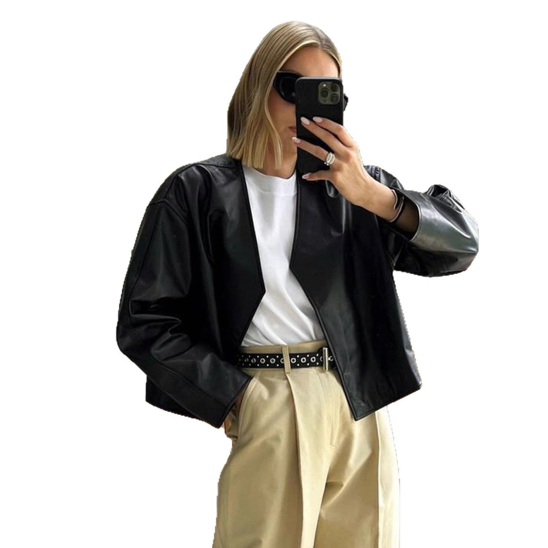 Damen modische Jacke aus hochwertigem Kunstleder Drune