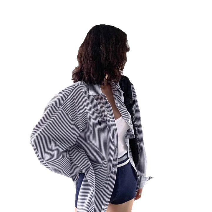 Damen Gestreiftes Button-Down Hemd Drune