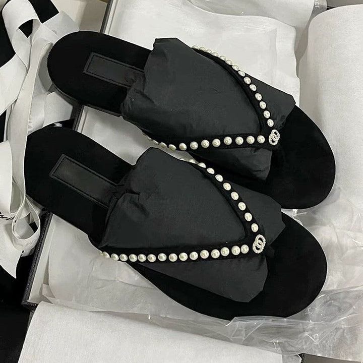 Damen Elegante und luxuriöse Perlensandalen Drune