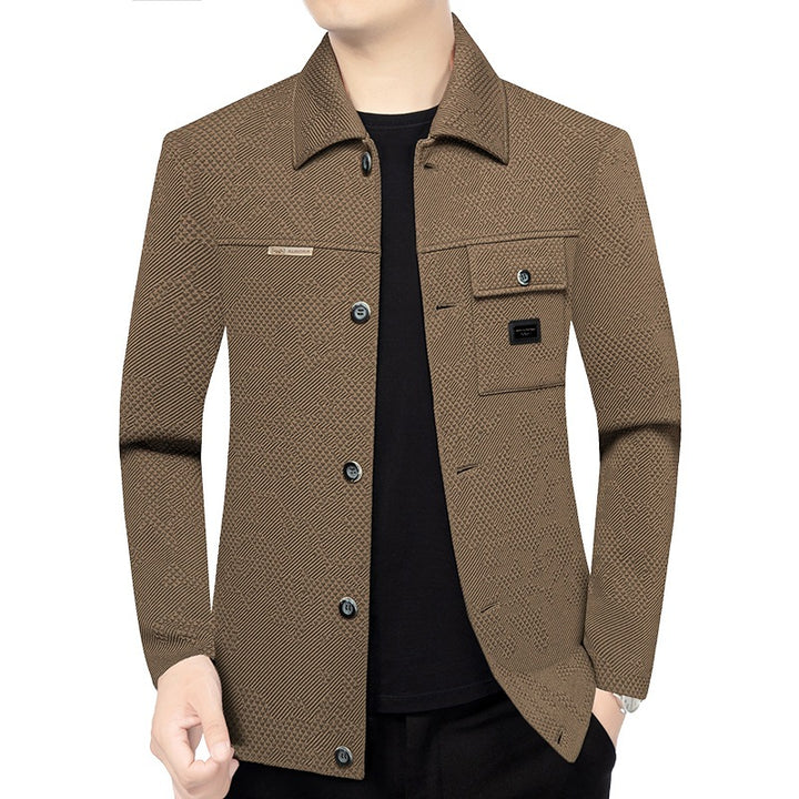 Herren Strukturiertes Overshirt im Glencheck-Relief mit Hemdkragen Drune