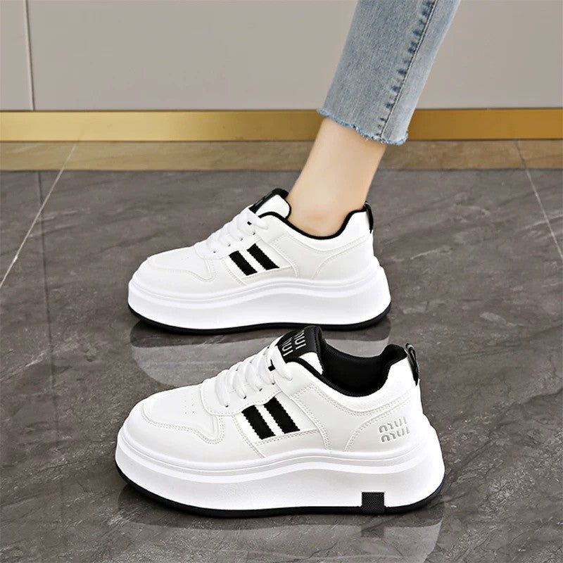 Damen Trendige Plateau-Sneaker mit weicher Polsterung und rutschfester Sohle Drune