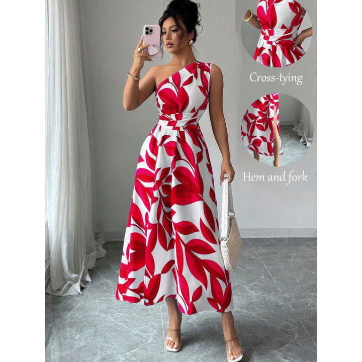Damen Maxikleid mit asymmetrischem Schnitt und floralem Design Drune