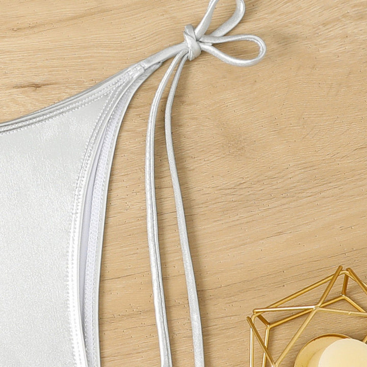 Damen Triangel-Bikini mit funkelndem Metallic-Finish und verstellbaren Bändern Drune