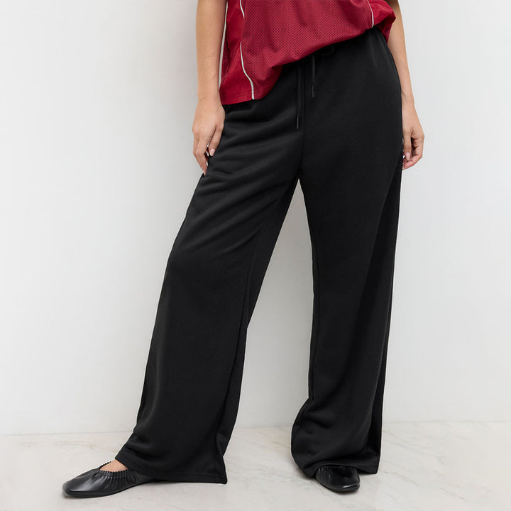 Damen Weit geschnittene Freizeithose aus hochwertigem Baumwollmix mit elastischem Bund Drune