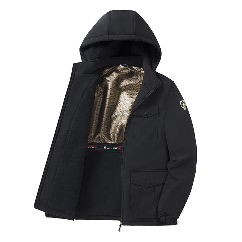 Herren Wasserdichter Thermo-Parka mit Fleece-Innenfutter und Kapuze Drune
