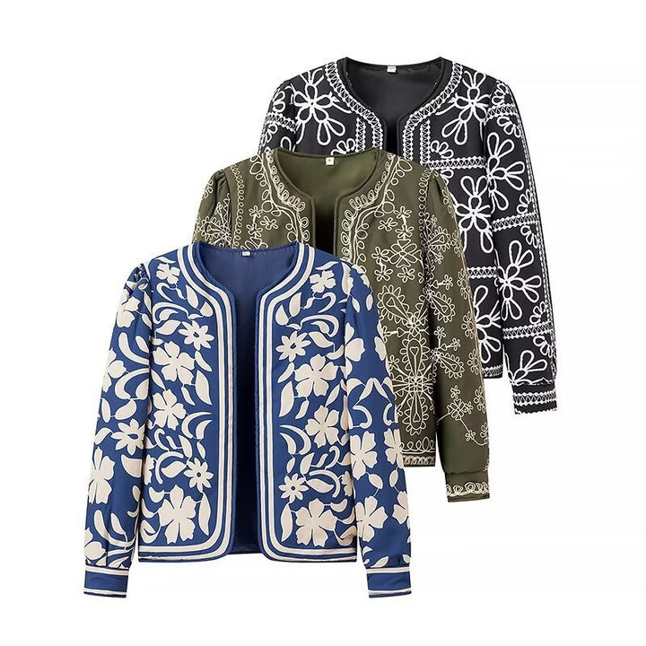 Damen modische Blumenjacke mit elegantem Schnit Drune