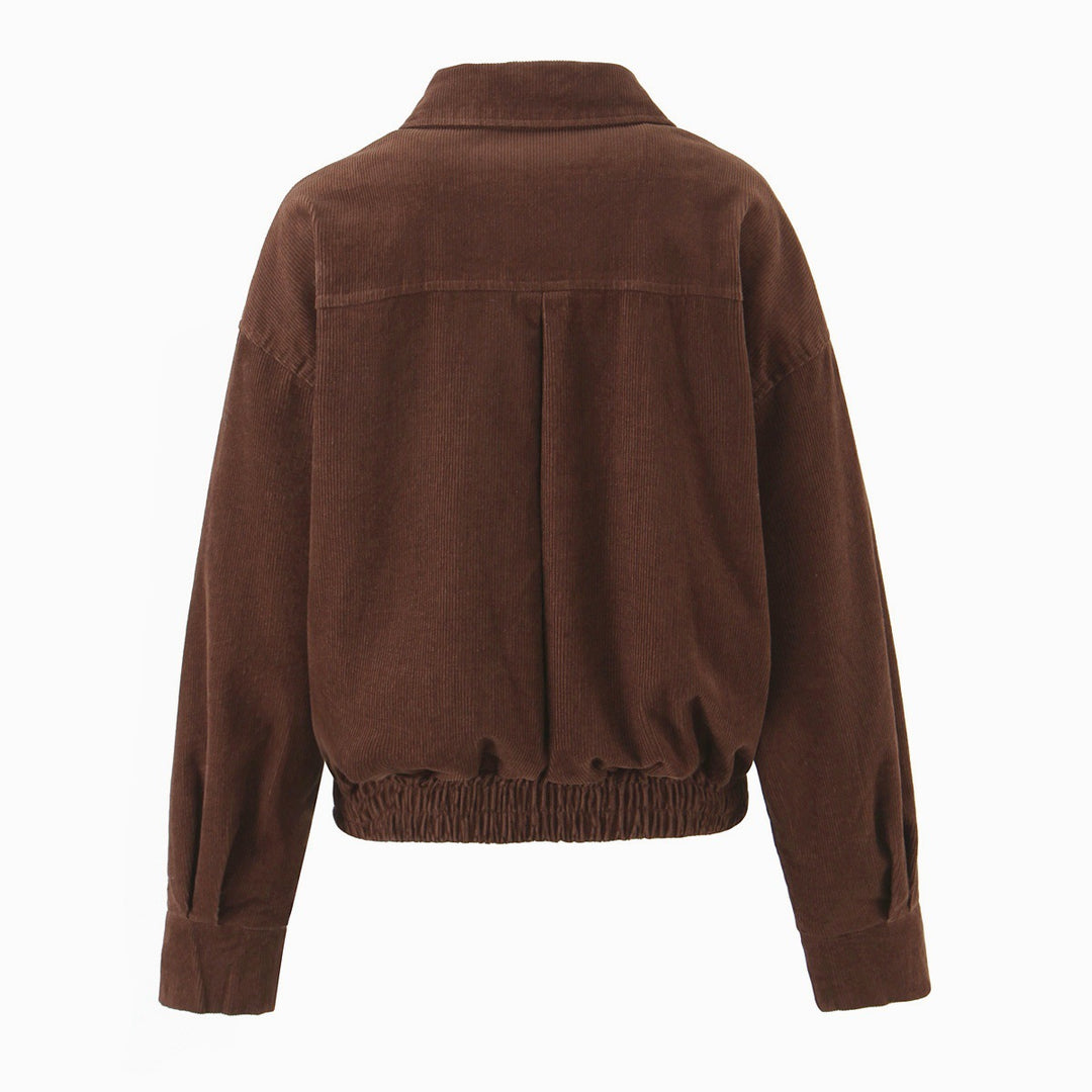 Damen Cordjacke aus Breitcord mit Reißverschluss, Hemdkragen und elastischem Saum Drune