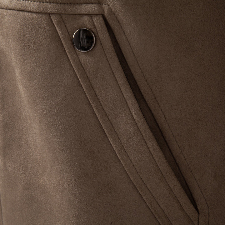 Herren Velourslederjacke im Field-Stil mit Cordkragen und aufgesetzten Taschen Drune