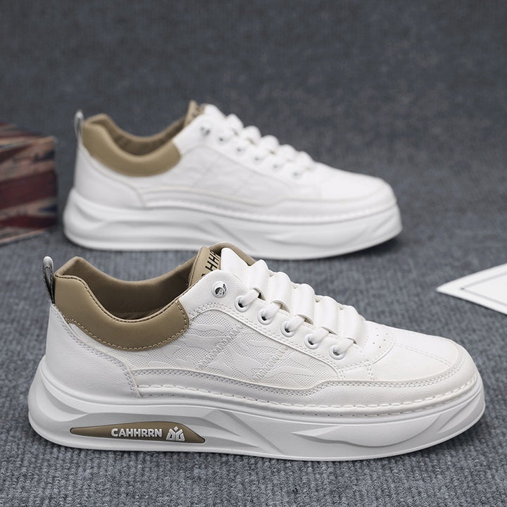 Unisex minimalistische Plateausneaker aus strukturiertem Kunstleder mit gepolstertem Fersenkragen und skulpturierter Außensohle Drune