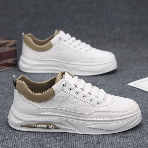 Unisex minimalistische Plateausneaker aus strukturiertem Kunstleder mit gepolstertem Fersenkragen und skulpturierter Außensohle Drune