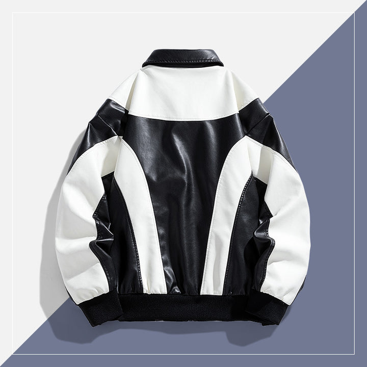 Herren Modische Kunstlederjacke im sportlichen Design Drune