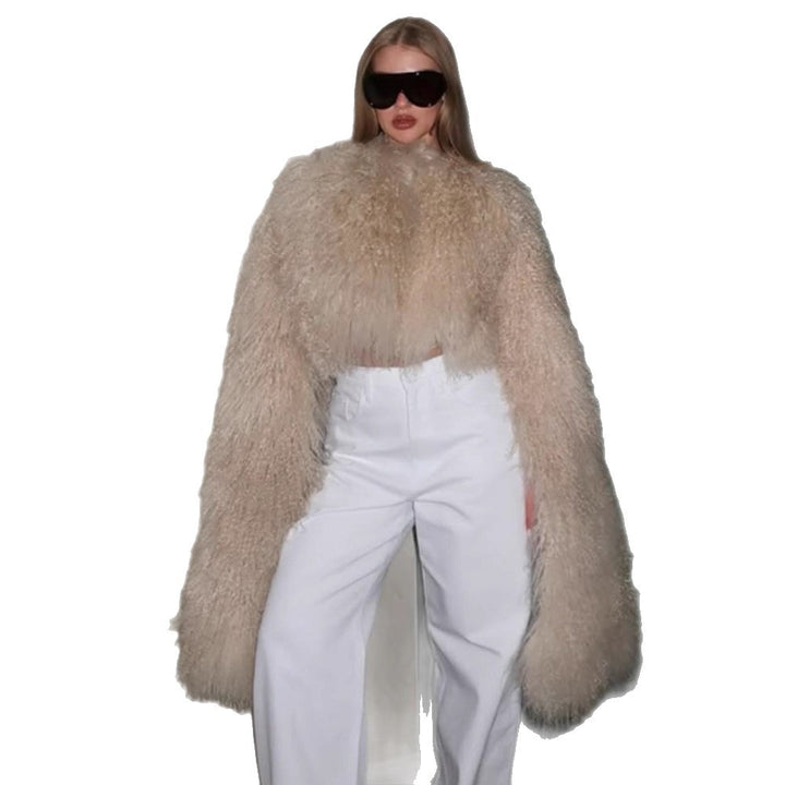 Damen Kunstfelljacke mit voluminösem Kragen und eleganten Details Drune