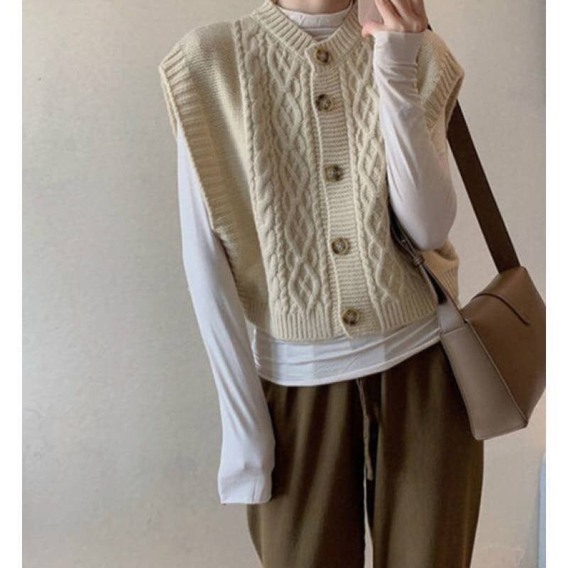 Damen Strickweste mit Zopfmuster Drune