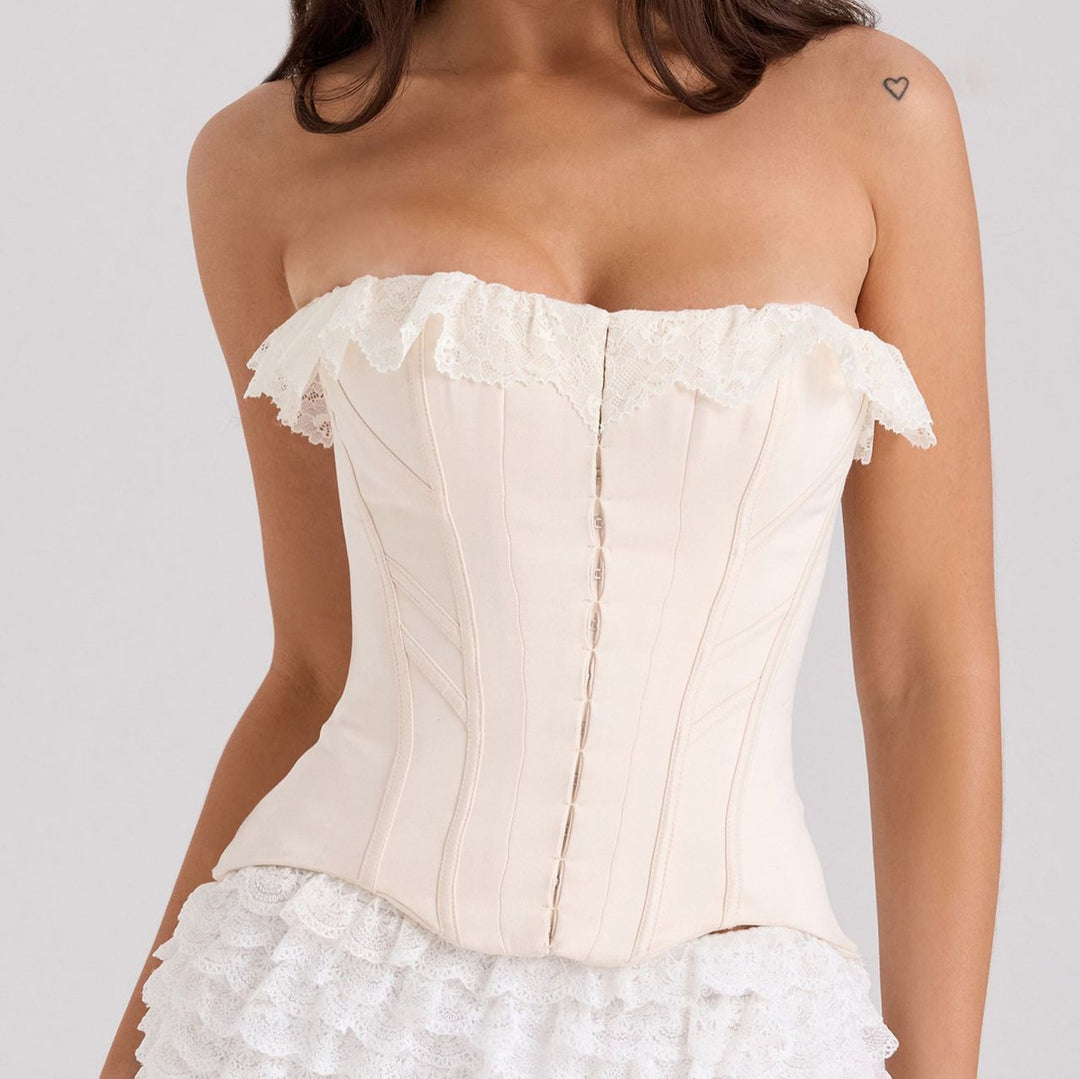 Damen Korsettoberteil mit Rüschenshorts Drune