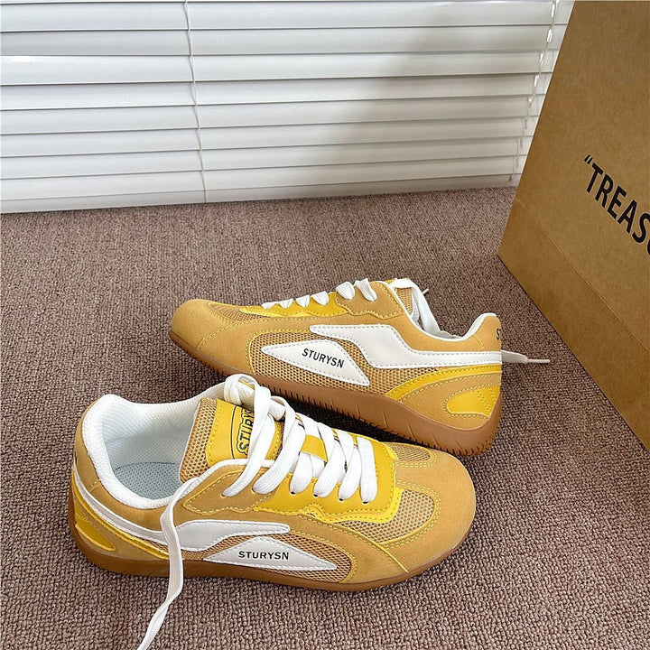 Damen Sportliche Sneaker mit weicher Veloursoberfläche und atmungsaktiver Netzstruktur Drune